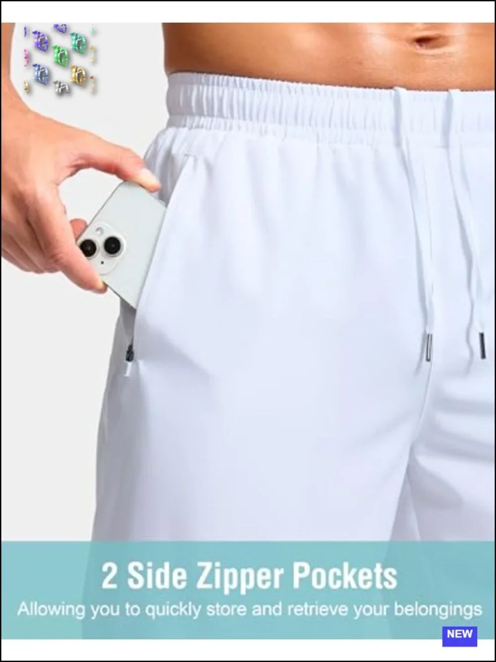 Men's Athletic Running Shorts with Zipper Pockets Quick Dry Workout Gym